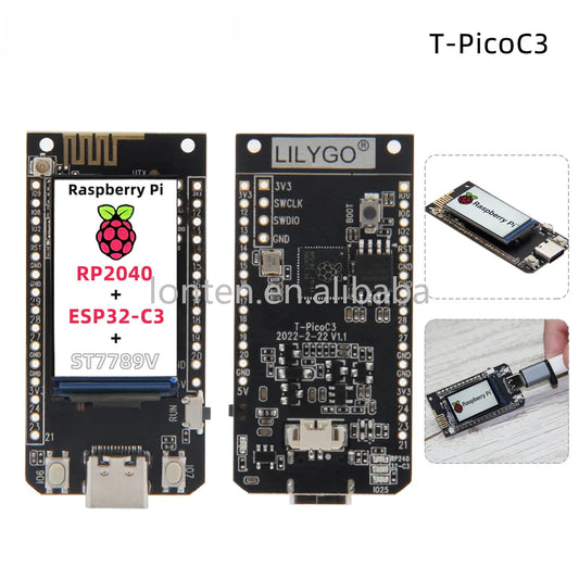 Custom T-PicoC3 ESP32-C3 RP2040 Wireless WIFI BT Module Development Board Dual MCU 1.14 Inch ST7789V Display for Arduin0 Manufacturer