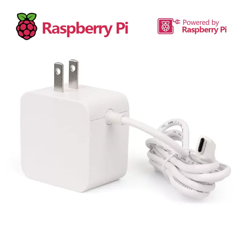 Official Raspberry Pi 5 Power Supply 27W USB-C Adapter 5.1V 5A with PD Standard Support US Plug-in