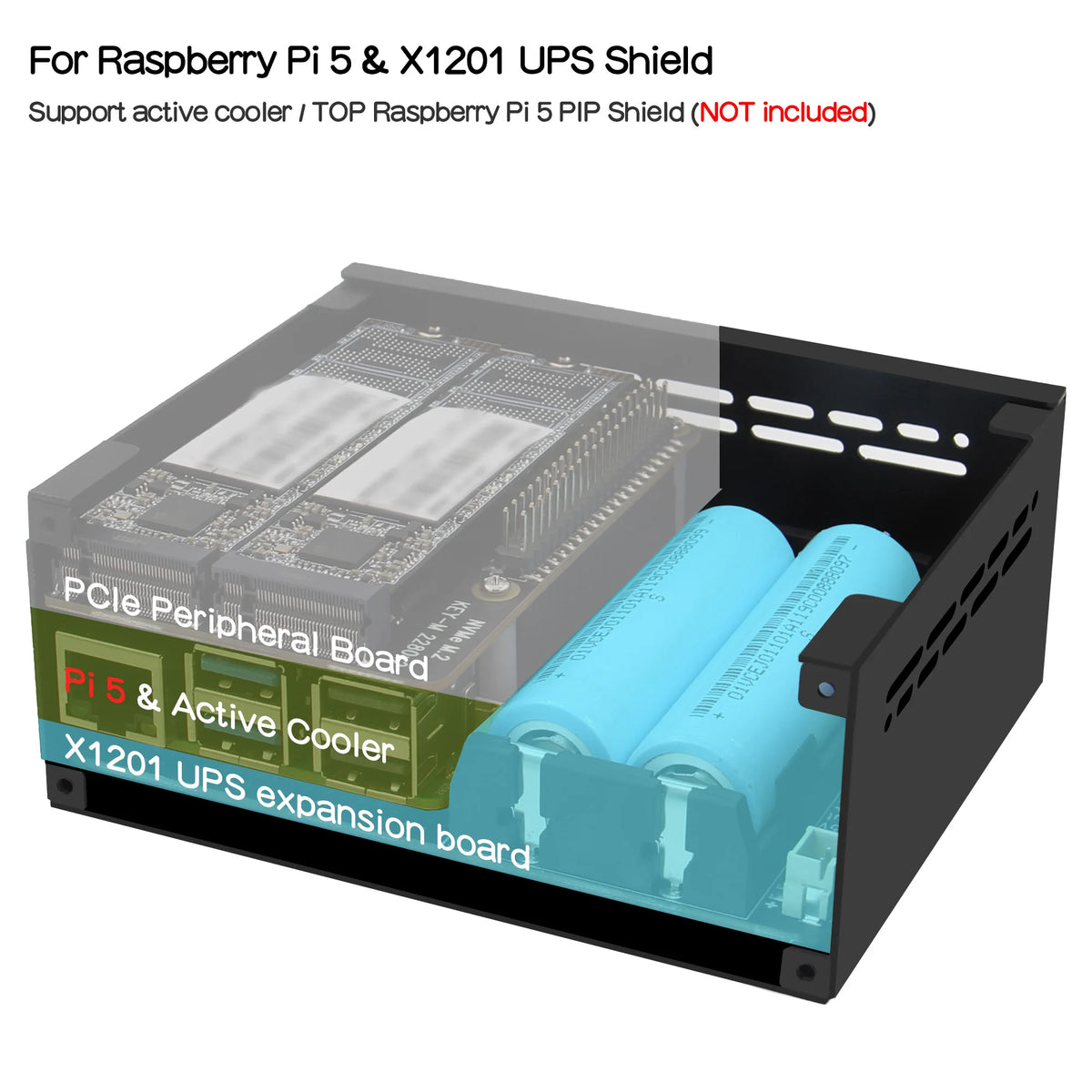 Custom  X1201-C1 Metal Case for Raspberry Pi 5 & X1201 UPS Board