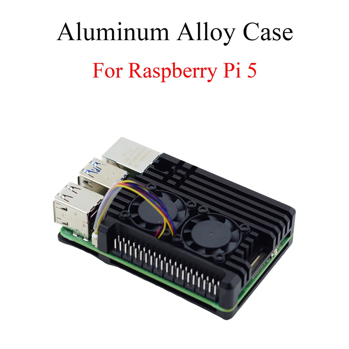 Raspberry Pi Case Aluminum Alloy Case Cover Cooling Protective Box With 2 PWM Fan for Raspberry Pi 5