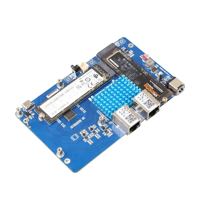 (Model MPSD2.5GD) Raspberry Pi 5 PCIe to Dual NVMe SSD Dual 2.5G Ethernet Expansion Board BOOTS Without Driver Required
