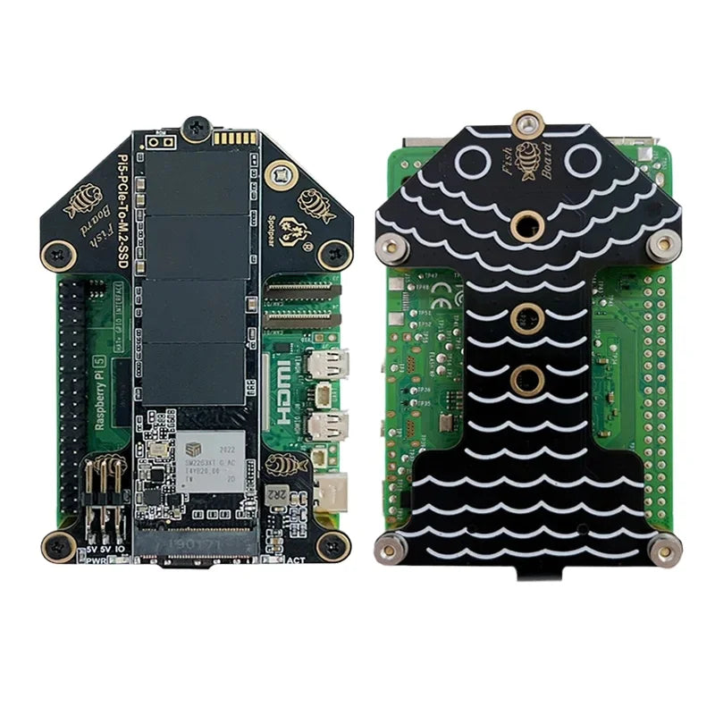 Raspberry Pi 5 PCIe to M.2 NVMe SSD Adapter Board HAT One-Body Pi5-PCIe-Fish-Board-A For Pi5