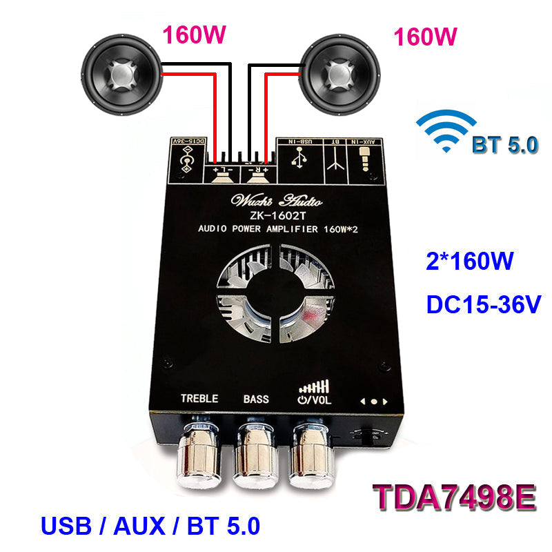 160W + 160W TDA7498E Power Stereo Amplifier Board -Compatible Equalizer Class D Home Theater Subwoofer Audio Amp pcb assembly Custom