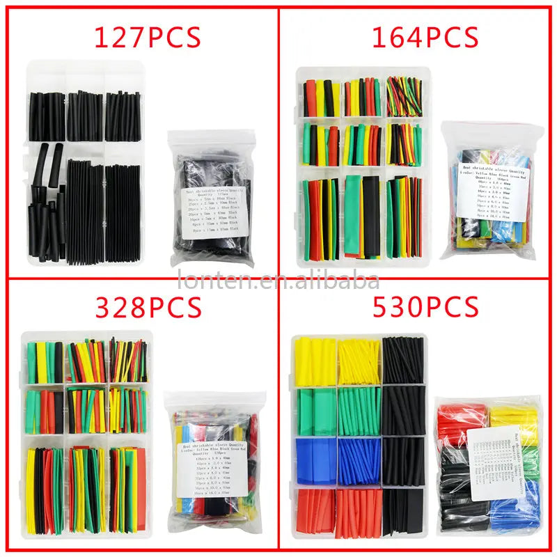 Custom Custom 127/164/328/530Pcs Assorted Polyolefin Heat Shrink Tube Cable Sleeve Wrap Wire Set Insulated Shrinkable Tube Manufacturer