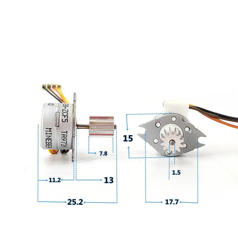 Custom Mini 15mm 2-Phases 4-Wires NMB Stepper Motor with 12 Teeth Gear 28 Ohms 18 Degrees Manufacturer