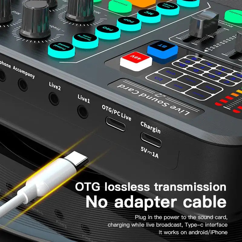 Custom LT Live Sound Card Studio Record Professional Soundcard BT Microphone Mixer Voice Changer Live Streaming Audio Sound Mixer Manufacturer