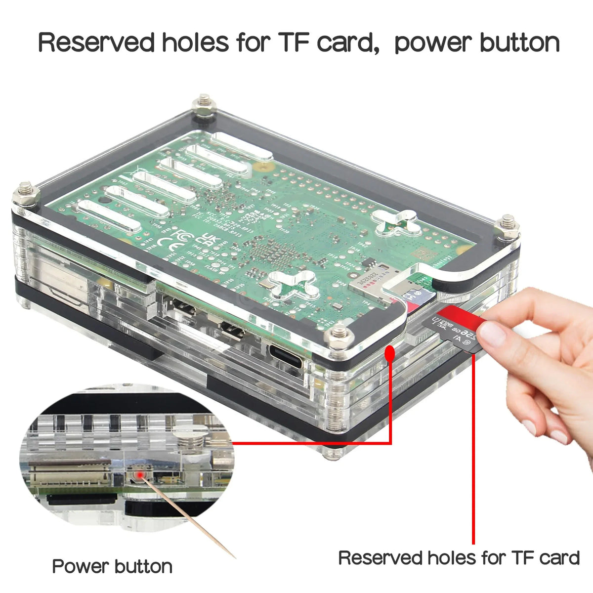 Custom 4GB/8GB Raspberry Pi 5 Acrylic Shell 5 Case for Electronic Components