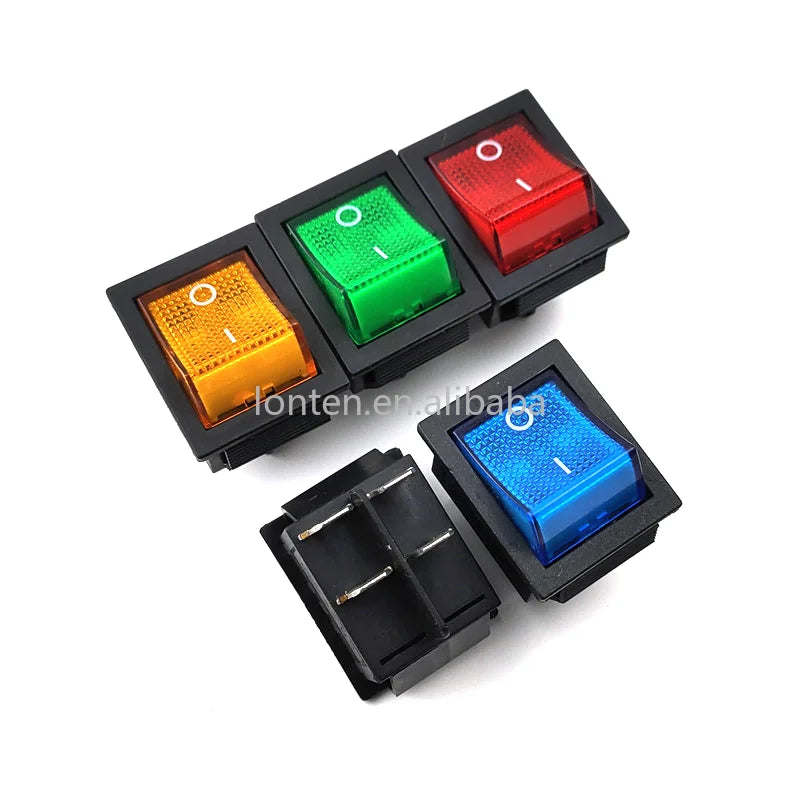Custom 5PCS KCD4 Rocker Switch ON-OFF 2 Position 4 Pins Electrical equipment With Light Power Switch Switch cap 16A 250VAC Manufacturer