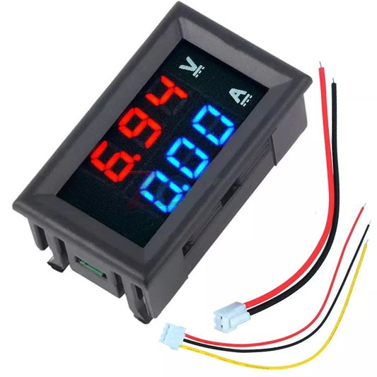 Custom Mini Digital Voltmeter Ammeter DC 100V 10A Voltmeter Current Meter Tester Blue+Red Dual LED Display with cables Manufacturer
