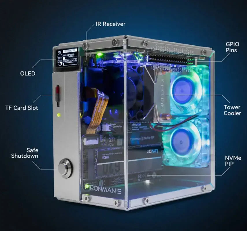 Pironman 5 NVMe M.2 SSD PCIe Mini PC Case for Raspberry Pi 5 (EN/DE/JP Online Documents)Custom