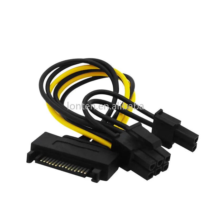 Custom 1pcs 20cm 15 Pin SATA Male To 8 Pin(6+2) PCI-E Power Supply Cable SATA Cable Manufacturer