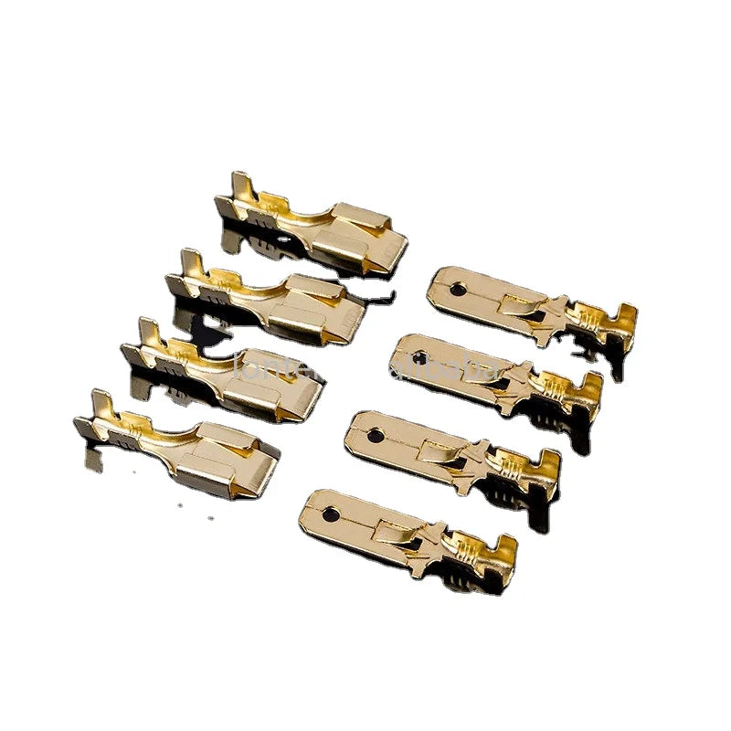 Custom 50Pcs/lot 6.3mm Automotive Connector Female Male Crimp Terminal for Car Electric Wire Connectors Gold-plated Copper Manufacturer