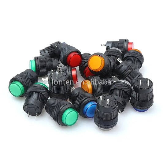 Custom 5Pcs R16-503 Key Button Switch Jog Reset Self-locking Switch Round 2 Pin 16MM without Light Manufacturer