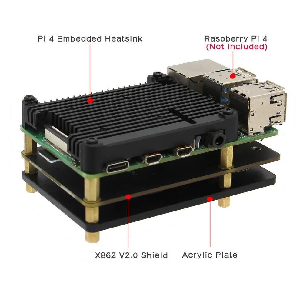 Custom Raspberry Pi X862 V2.0 M.2 NGFF 2280 SATA SSD Storage Expansion Board / Shield for Raspberry Pi 4 Model B Manufacturer