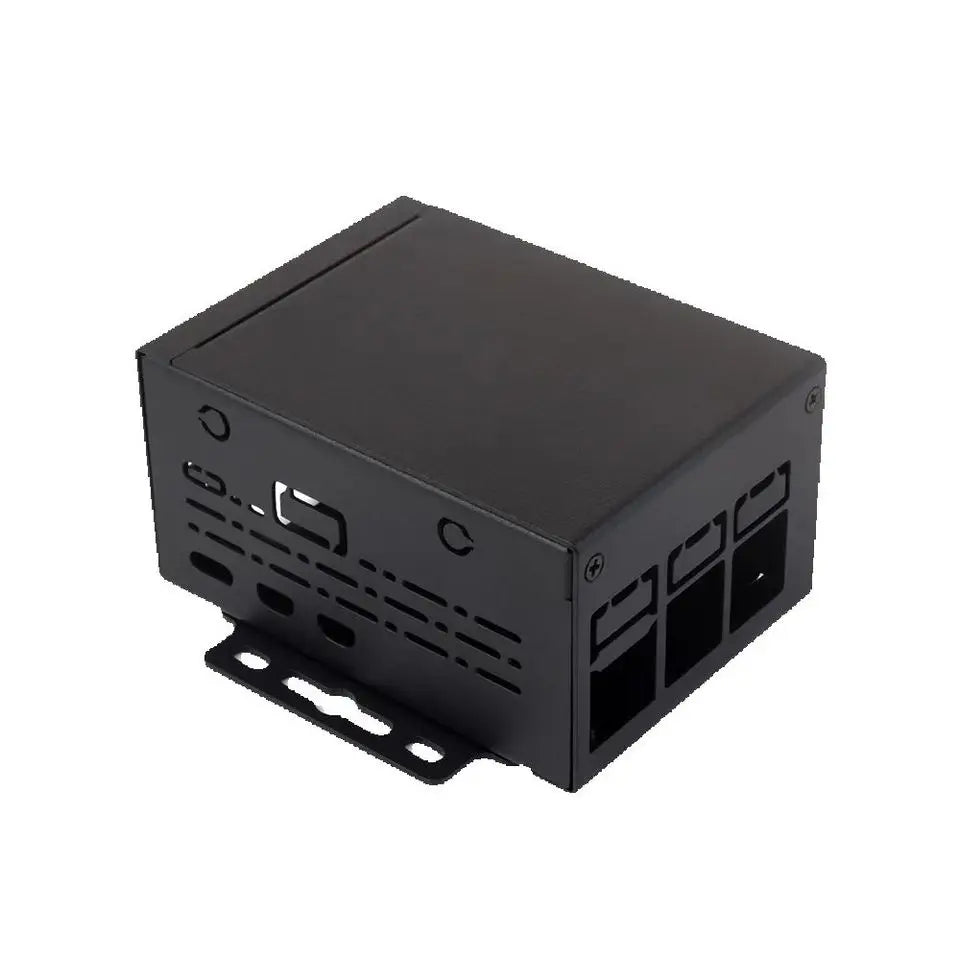 Waveshare Industrial Grade Metal Case (D) for Raspberry Pi 5 Larger Internal Space Supports Official Cooling Fan Wall/Rail Mount