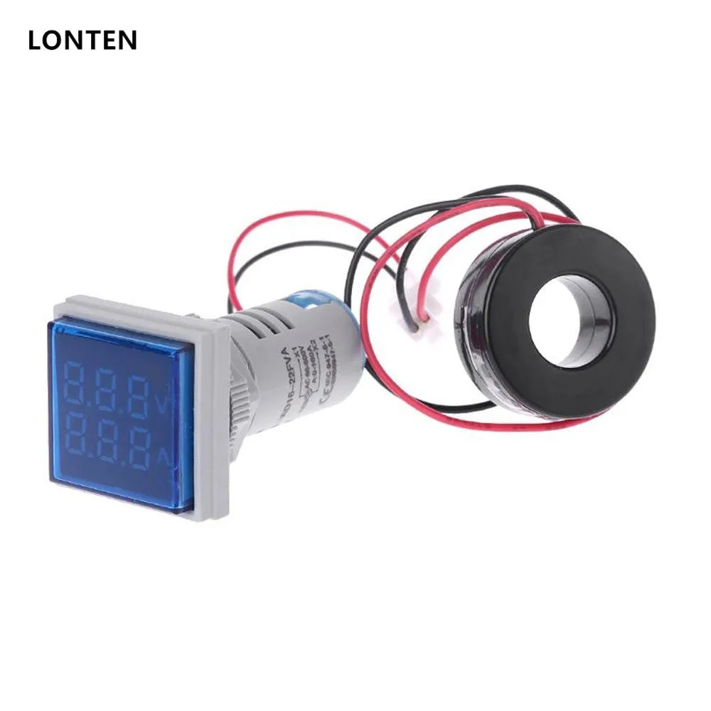 Custom Lonten 3pcs/Lot Light AC 60-500V 0-100A D18 Square LED Digital Dual Display Voltmeter Ammeter Voltage Gauge Current Meter 5 Colo Manufacturer