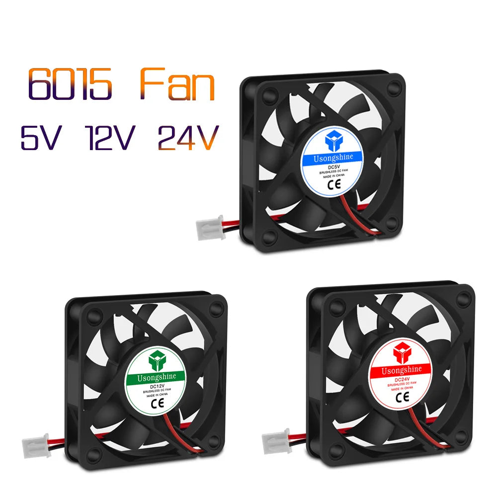Custom 6015 Cooling Heatsink Fan 12V 24V Cooler Radiator Quiet Brushless Fan 60mm 60*60*15 mm 3D Printers Parts Manufacturer