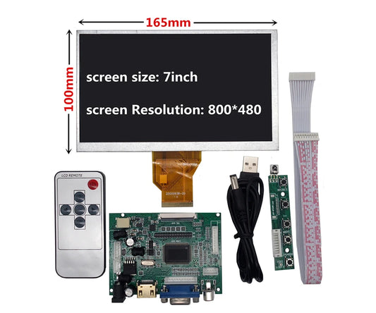 Custom 7 Inch For Raspberry Pi Banana/Orange Pi Mini Computer LCD Screen Display Monitor Driver Control Board 2AV HD-Compatible VGA Manufacturer