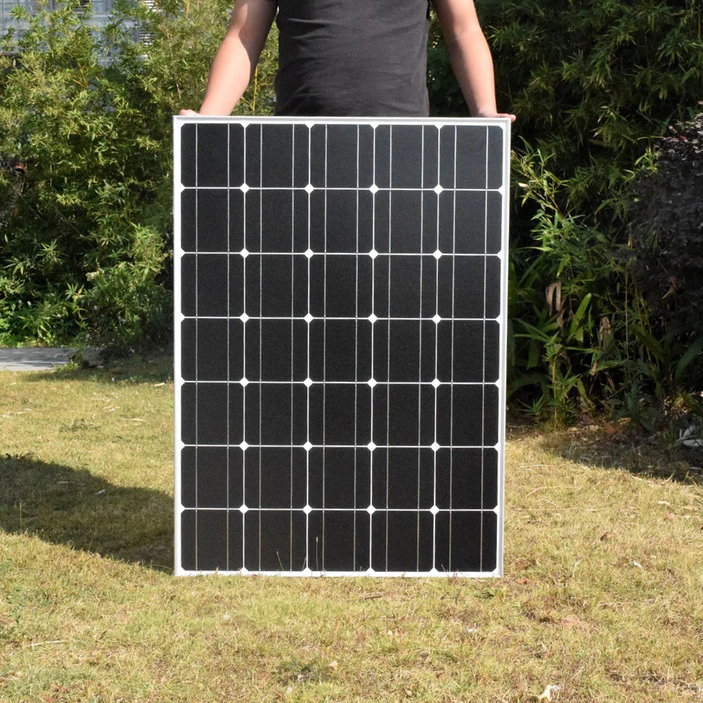 Custom Real 100W Tempered Glass Solar Panel Monocrystalline Cell Photovoltaic Panels Solar System Kit For Home RVs Roof Zonnepaneel Manufacturer