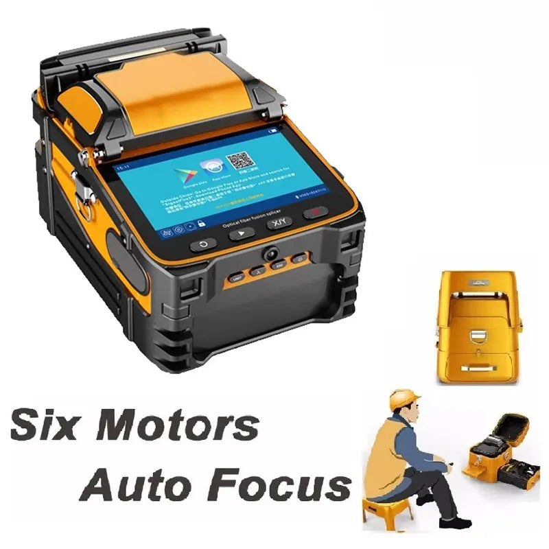 Custom AB96B AI-9 SM&MM Multi-language Automatic FTTH Welding Splicing Machine Optical Fiber 6 motors core align Fusion Splicer Manufacturer