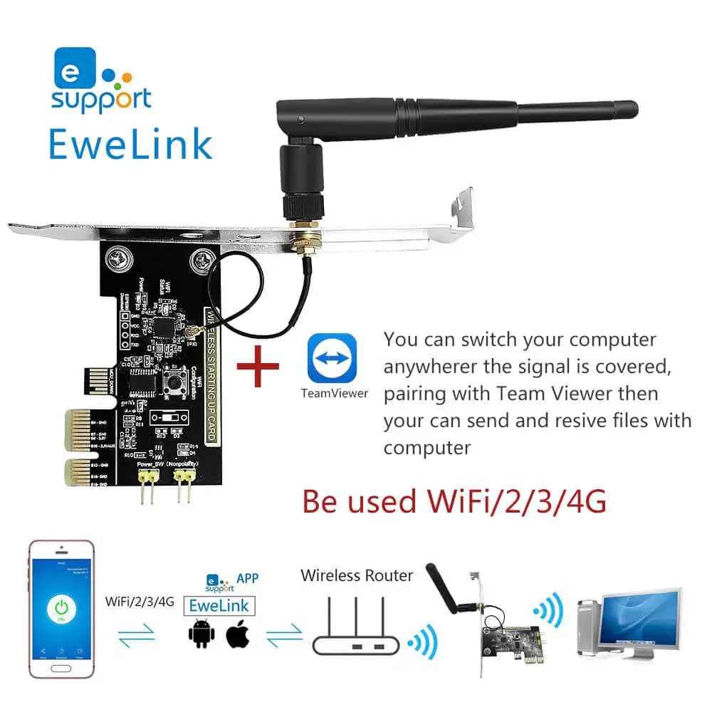 Custom EweLink Mini PC Remote Control Turn On/OFF Switch Boot Card Relay Module Restart Switch for PCI-e Desktop Manufacturer