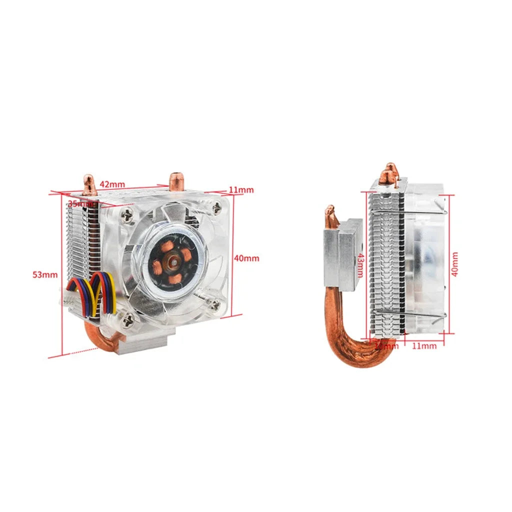 ICE Tower CPU Cooling Fan for Raspberry Pi 5B pi5 Cooler U-Shaped Copper Tube, Cooling Fins, RGB LED Fan, Super Heat Dissipation
