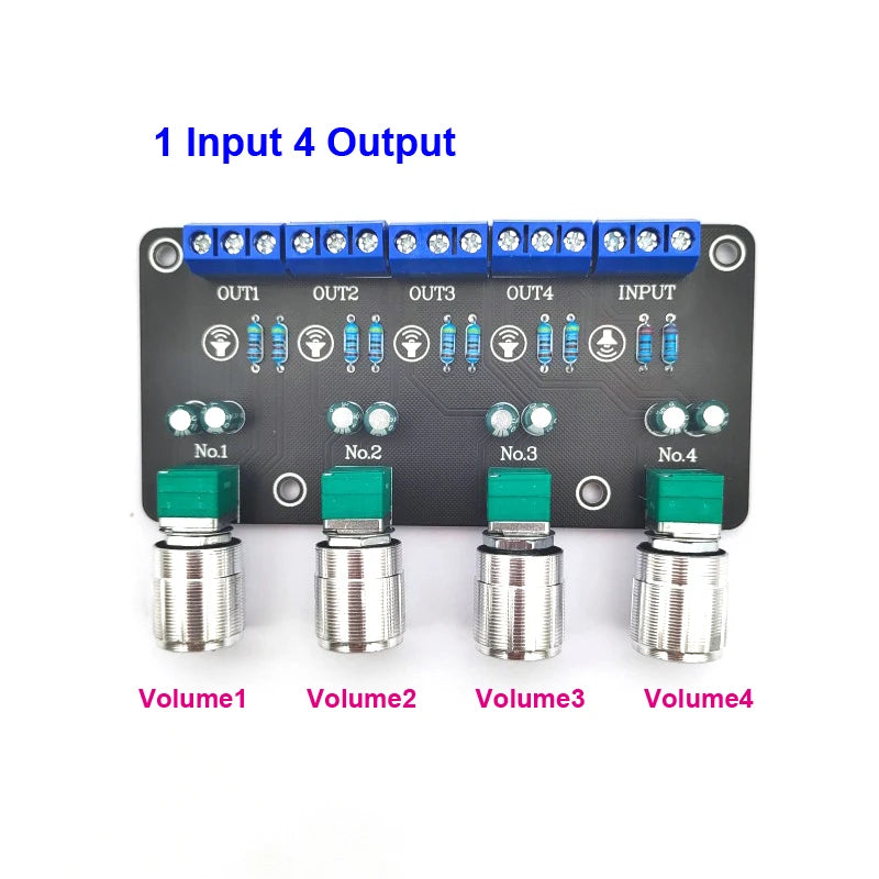 Custom 1 Input 4 Output AUX Hub Audio Distributor Signal Selector Switch Audio Source Switcher udio amplifier board pcb assembly Manufacturer