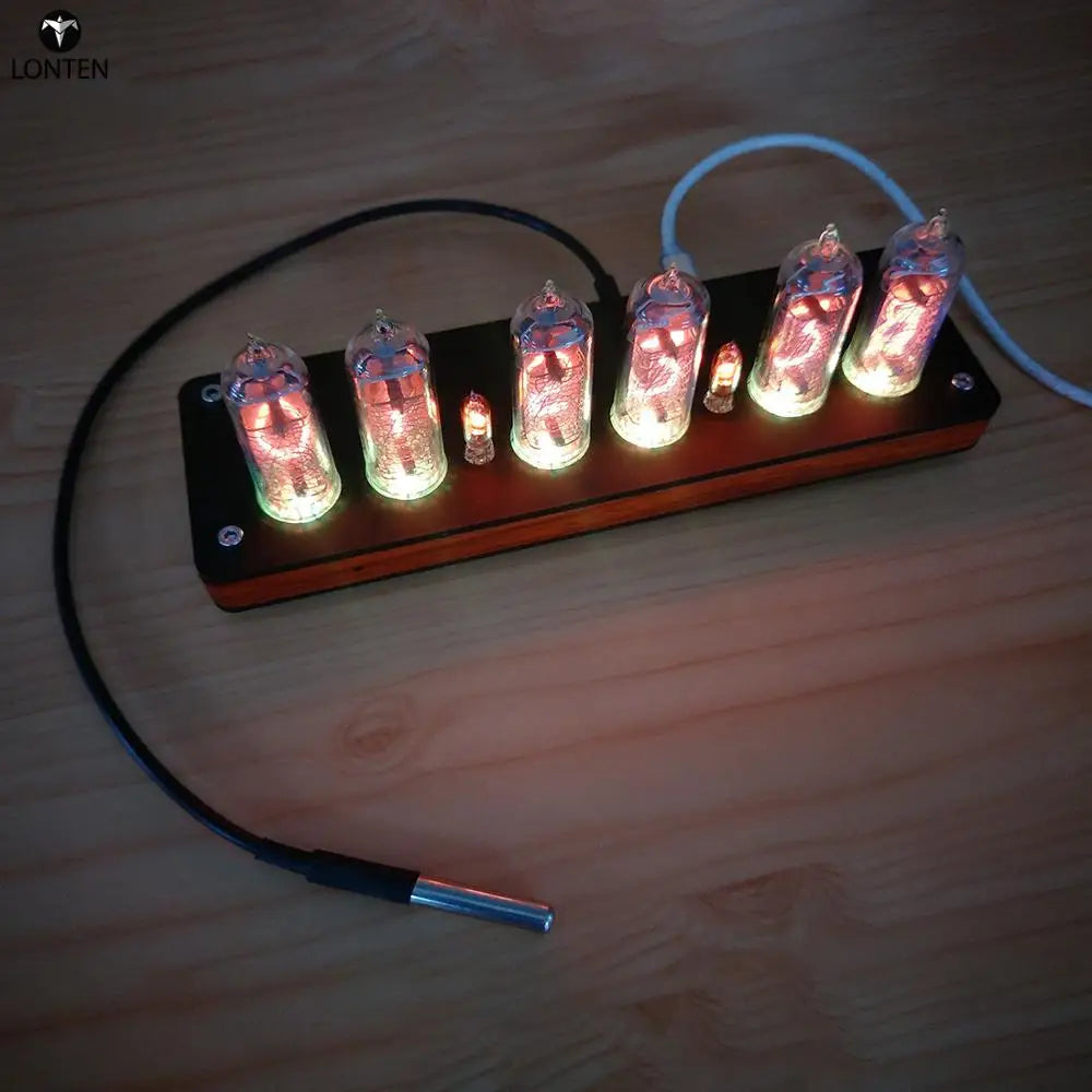 Custom Lonten IN14 Glow Tube Clock GPS Time Calibration Clock Infrared Remote Control Glow Clock with Wooden Shell Manufacturer