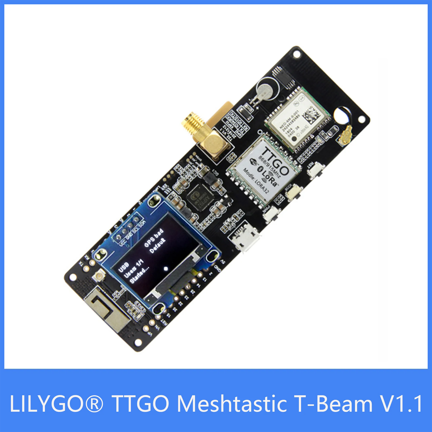 Custom TTGO Meshtastic T-Beam V1.1 ESP32 433/868/915/923Mhz WiFi BLE Lora ESP32 GPS NEO-6M sma18650 Battery Holder With OLED Manufacturer