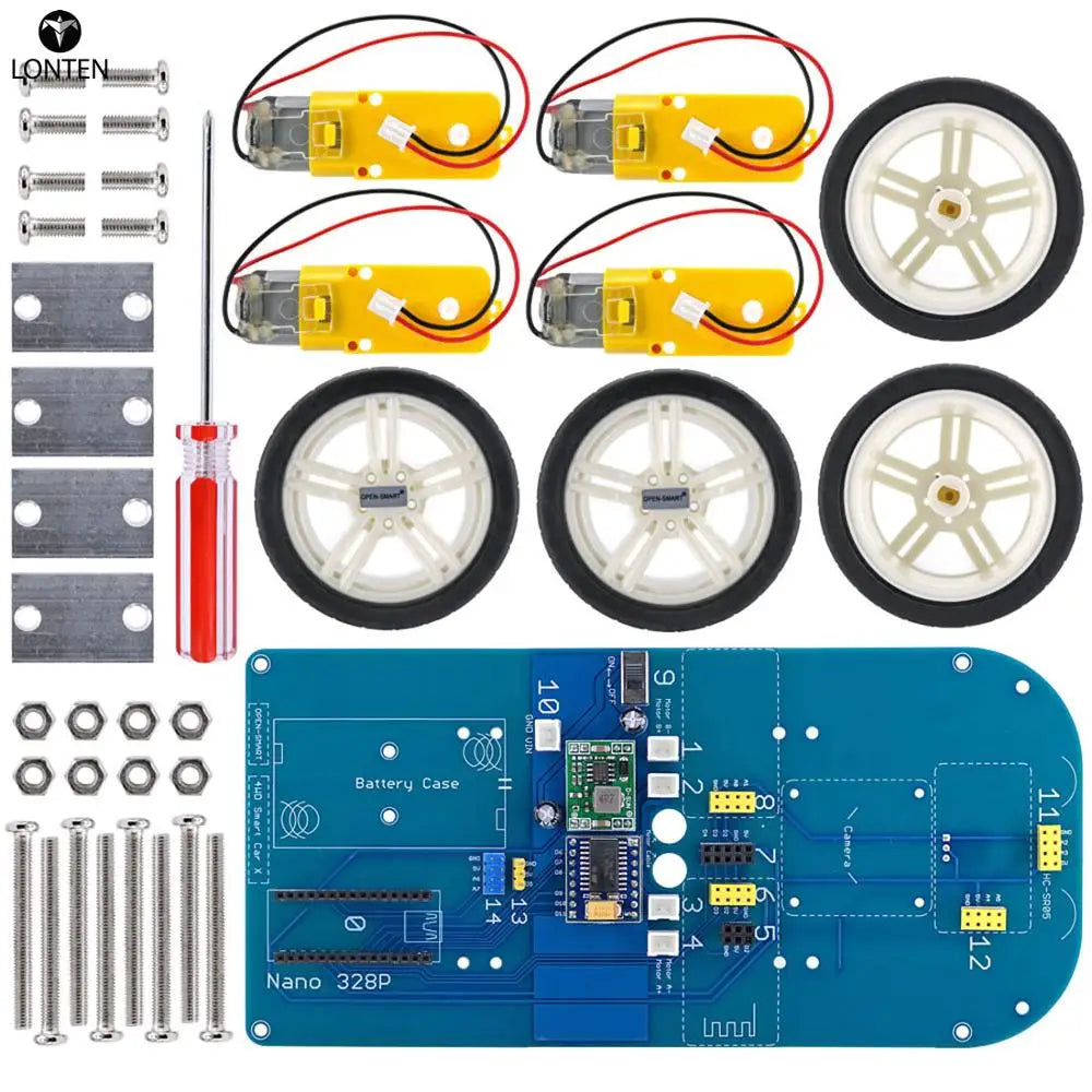 Custom Lonten 4WD 433MHz Wireless JoyStick Remote Control Rubber Wheel Gear Motor DIY Smart Car Kit for arduinos High-tech Programmable Manufacturer