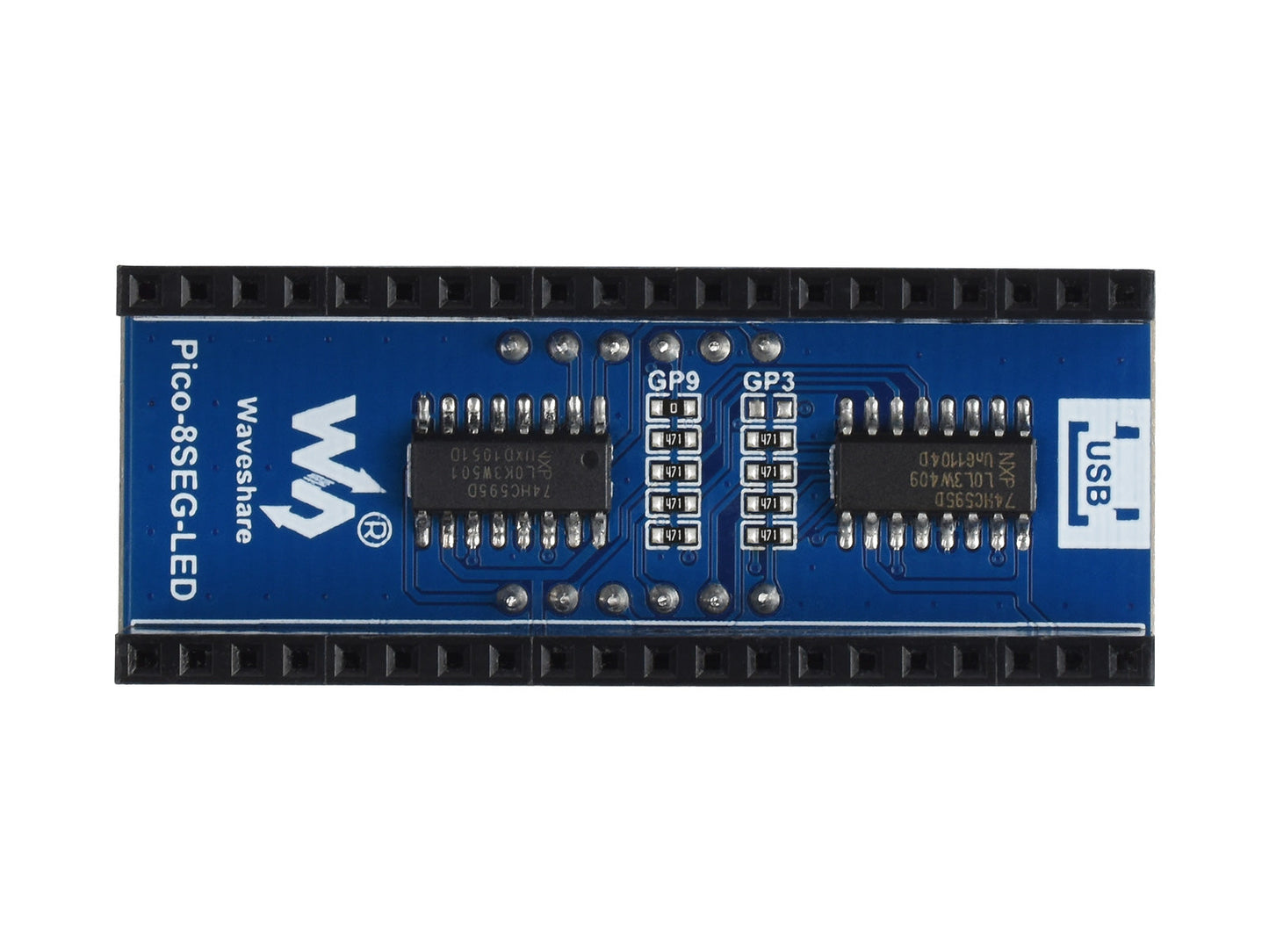 4-digit 8-segment Display Module for Raspberry Pi Pico, Embedded 74HC595 Driver, SPI-compatible, Easy to drive Custom PCB