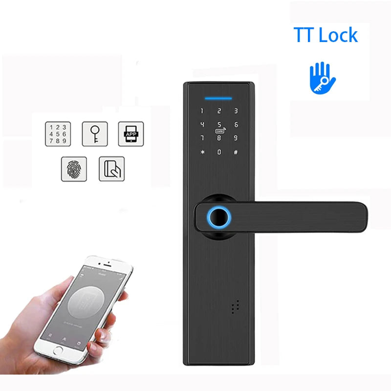 Custom Home Electronic Electric Tuya APP Wifi Smart Lock,Digital Biometric Fingerprint Door Lock  password IC Manufacturer