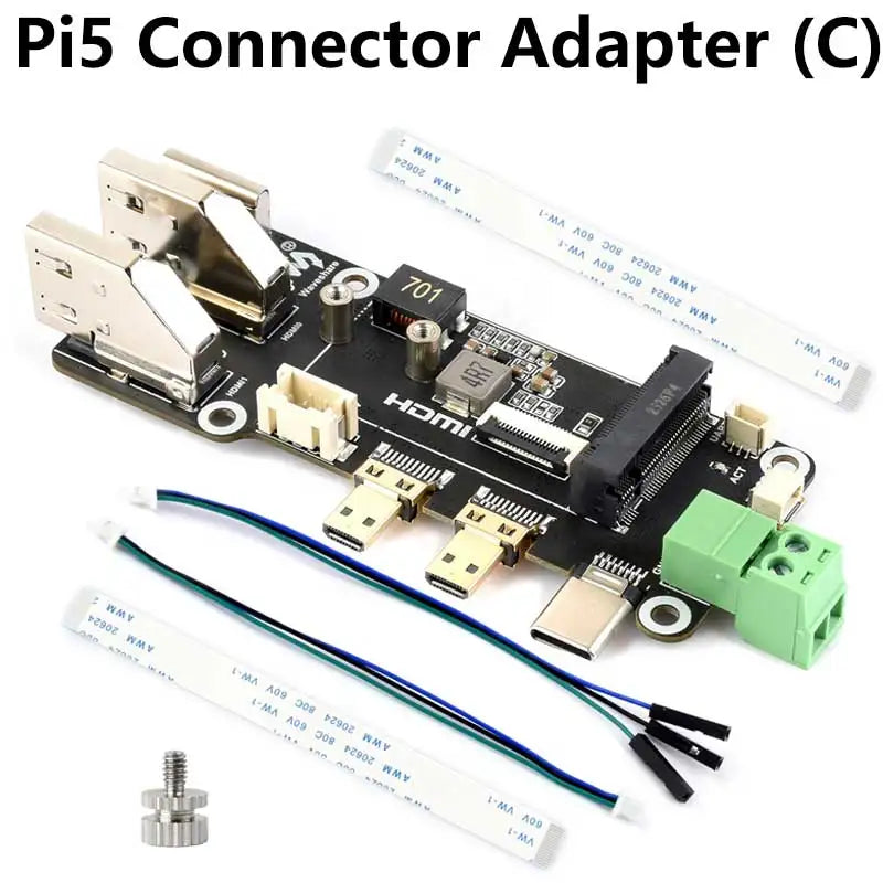 Custom Raspberry Pi 5 PCIe to M.2 Multi Function Adapter Board Supports Dual 4K for Output Connector Adapter (C)