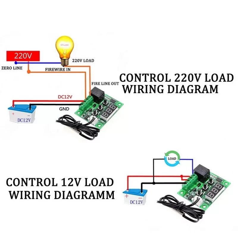 Custom W1209 Red LED Digital Thermostat Temperature Control Thermometer Thermo Controller Module DC 12V 125V Waterproof with Box Manufacturer