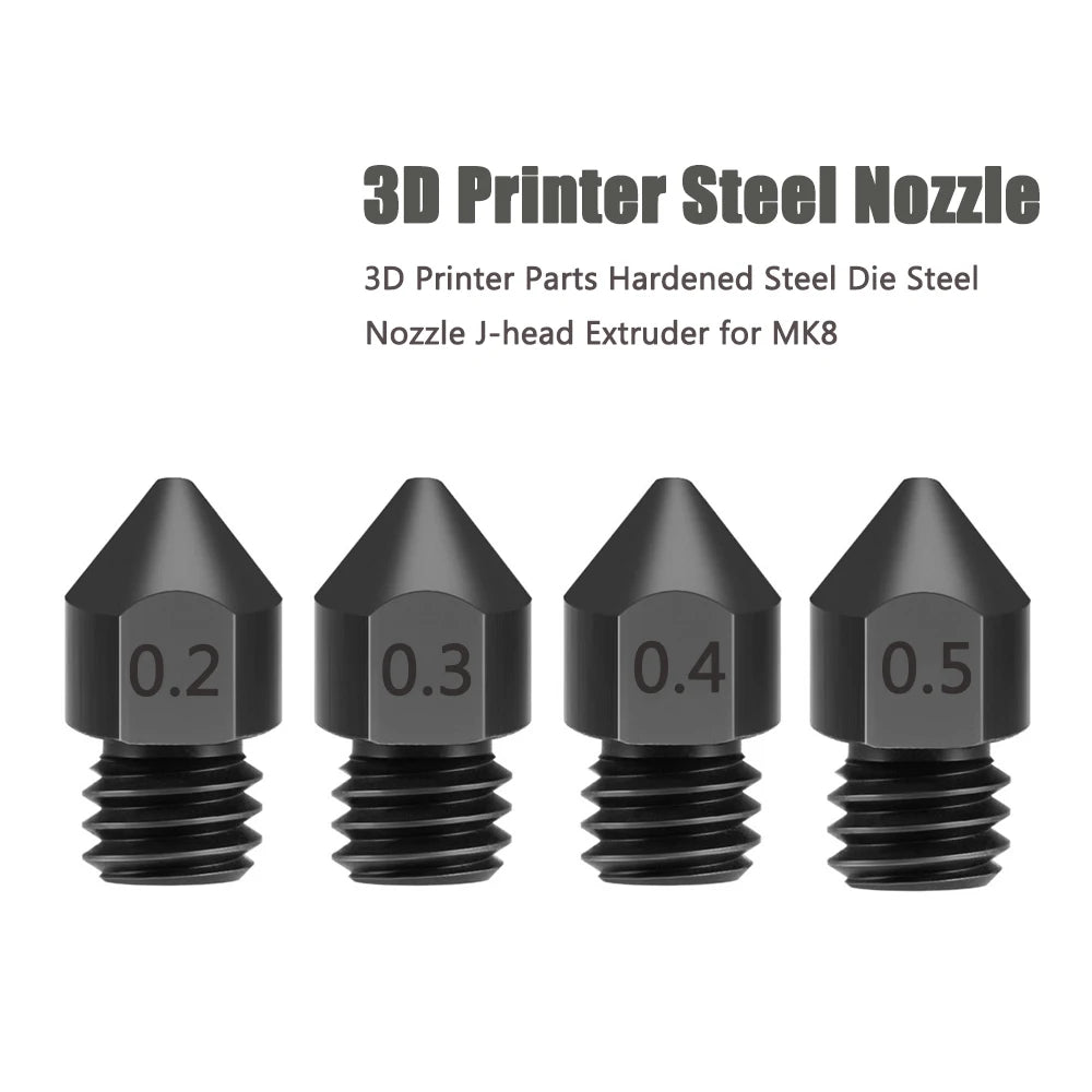 Custom 2Pcs 3D Printer Nozzle MK7 MK8 Nozzle Super Hard Steel Mold Corrosion-Resistant Extruder Threaded 1.75mm Filament For Ender 3 Manufacturer