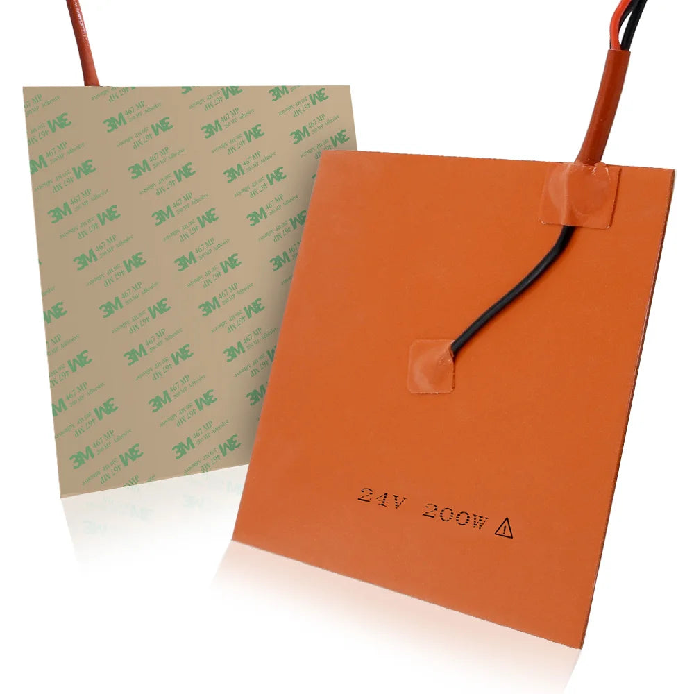 Custom Silicone Heated Bed Heating Pad Waterproof 200/300mm 12V/24V/220V For 3D Printer Ender-3 V2 CR10 Parts Hot Bed 200/350/500/600W Manufacturer