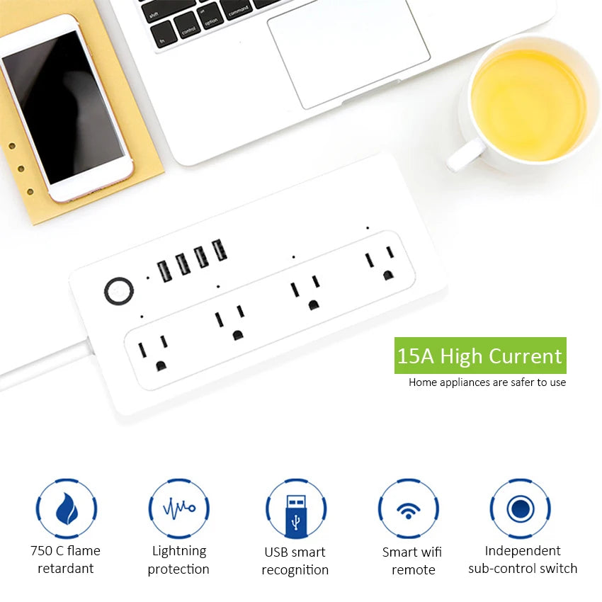 Custom Lonten smart home New WiFi Smartsocket  Power Strip Plug app Voice Control work with Alexa Google IFTTT US wifi Smart Socket Manufacturer