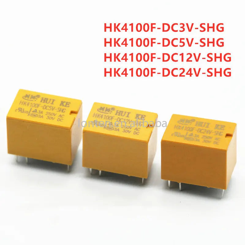 Custom Relay HK4100F-DC24V-SHG HK4100F-DC12V-SHG HK4100F-DC5V-SHG HK4100F-DC03V-SHG 3V 5V 12V 24V 3A 6pins Mini Power Relays Manufacturer