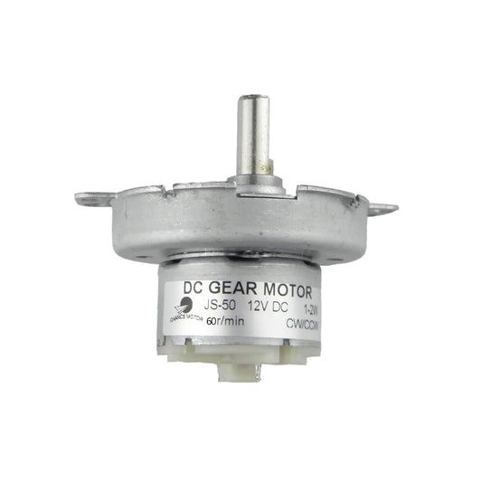 Custom JS-50 DC Gear Motor DC 12V 60RPM D-Shaft Metal Outer Reduction Gear Box Mini DC Gear Motor Synchronous Motor Manufacturer