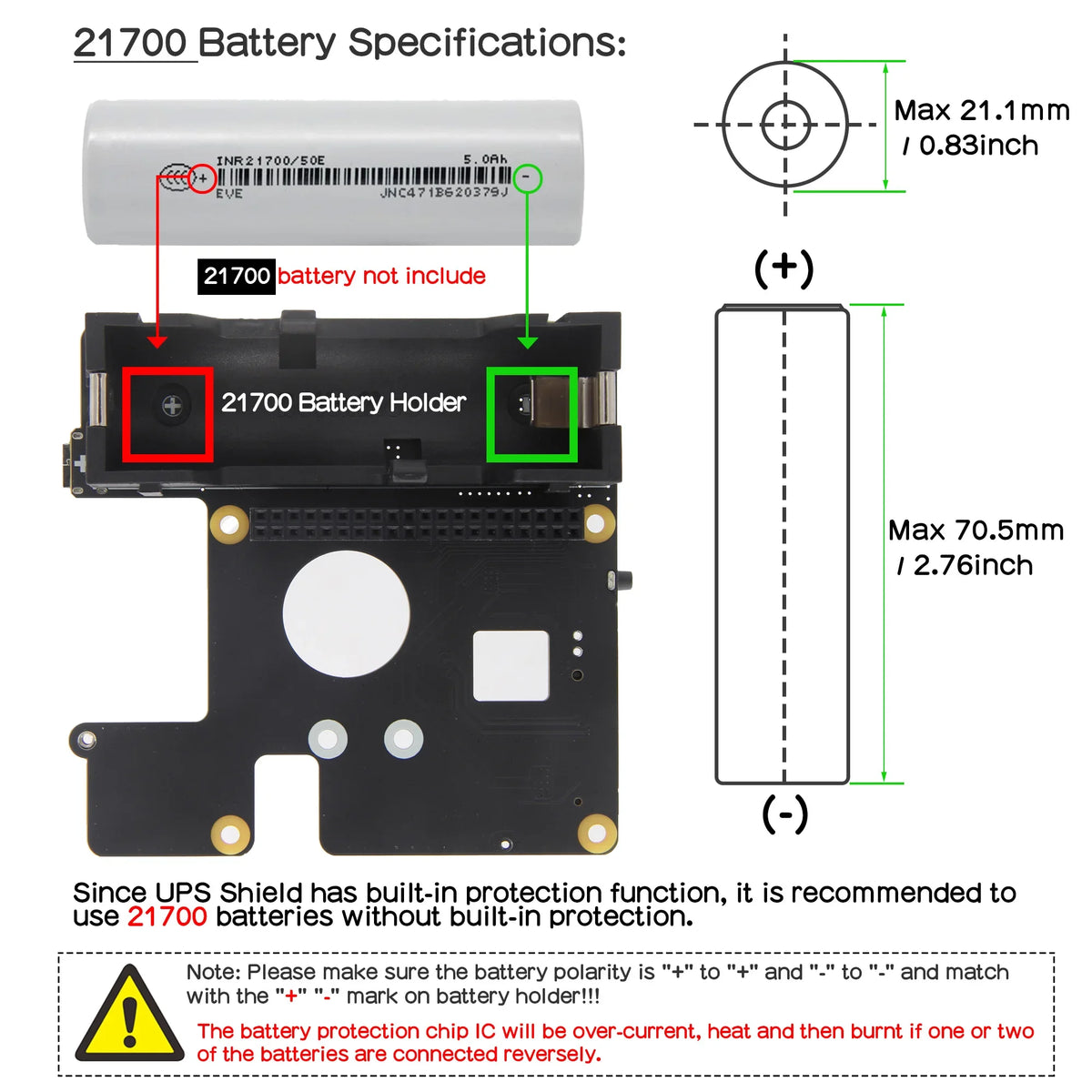 X1208 V1.0 UPS M.2 NVMe Hat Power Management Board for Raspberry Pi 5 Supports 1 Cell 21700 Battery & M.2 NVMe SSD