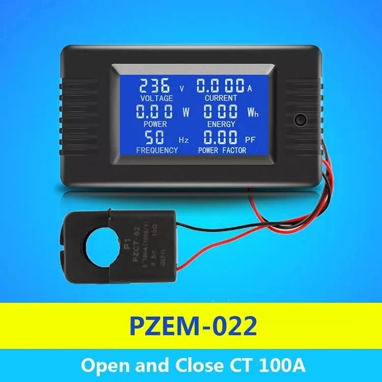 Custom PZEM-022 Open and Close CT 100A AC Digital Display Power Monitor Meter Voltmeter Ammeter Frequency Current Voltage Factor Meter Manufacturer