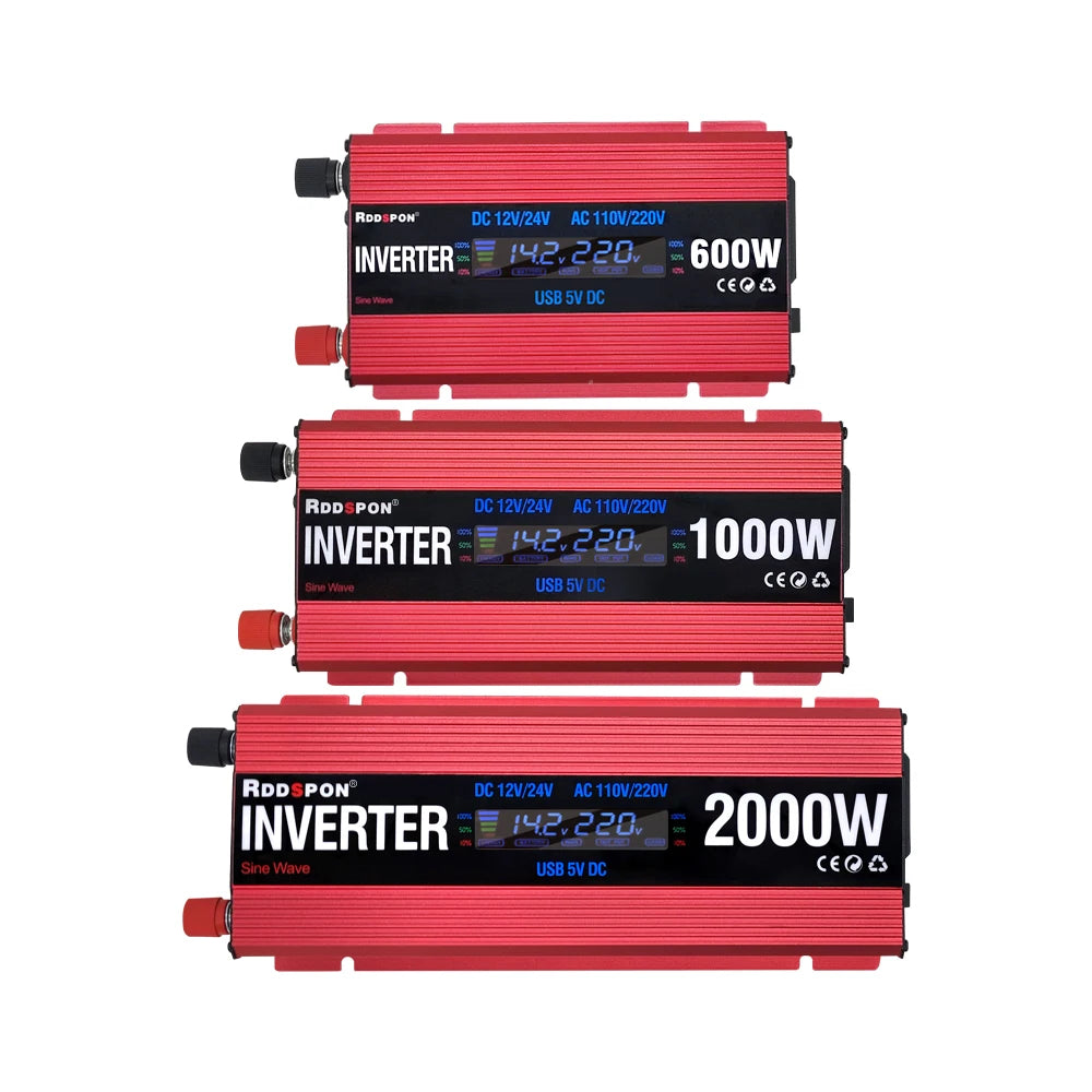 Custom 2000W1000W600W Sine Wave Inverter DC12V 24V Universal to AC 110V220V LED Car Inverter Transformer Power Converter Solar Inverter Manufacturer