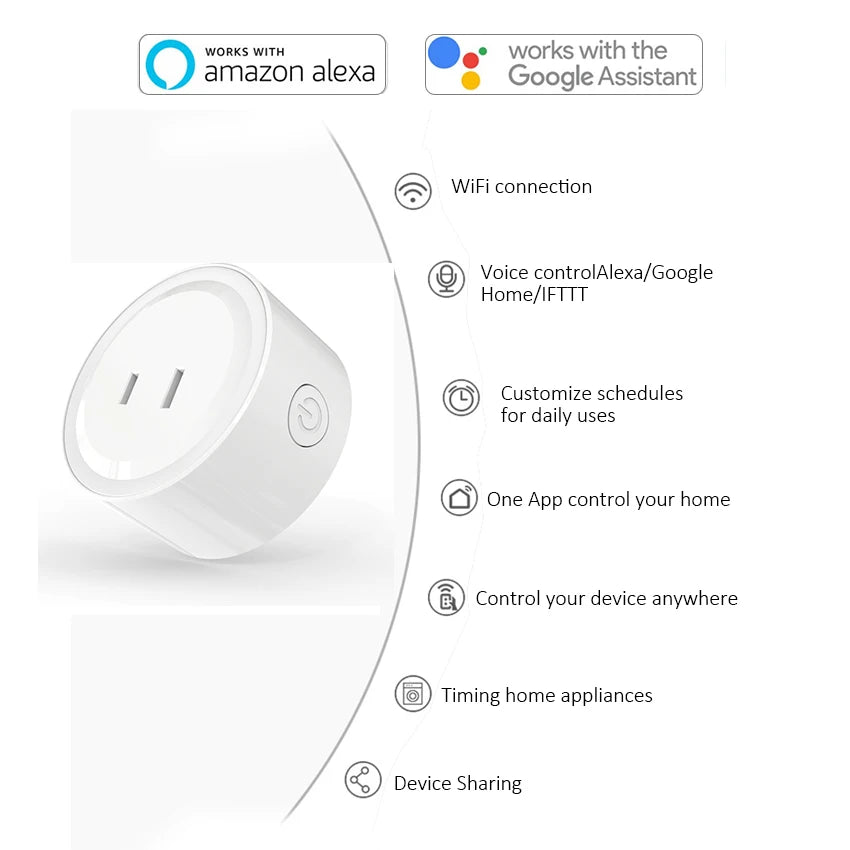 Custom Lonten New Tuya smart plug WIFI Wireless power socket wifi smart plug Mini Plug Socket Works with Alexa and Google Manufacturer