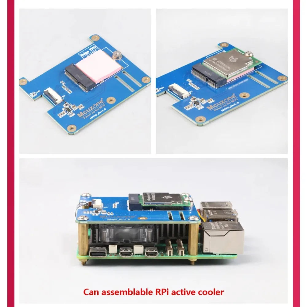 MPTPU Raspberry Pi 5 PCIE To TPU HAT   M.2 E Key Interface, Support Google Coral Edge TPU Custom