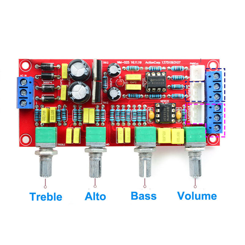 Dual NE5532 tunable preamp board Audio equalizer Preamp Tone EQ control Preamp DIY kit PCB components