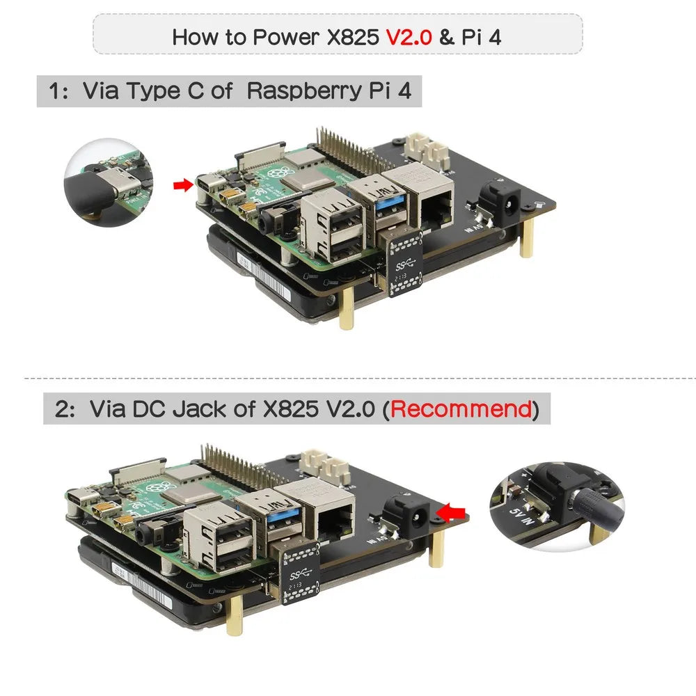 Custom Raspberry Pi 2.5 inch SATA HDD/SSD Shield, X825 V2.0 Storage Expansion Board for Raspberry Pi 4 Model B Manufacturer