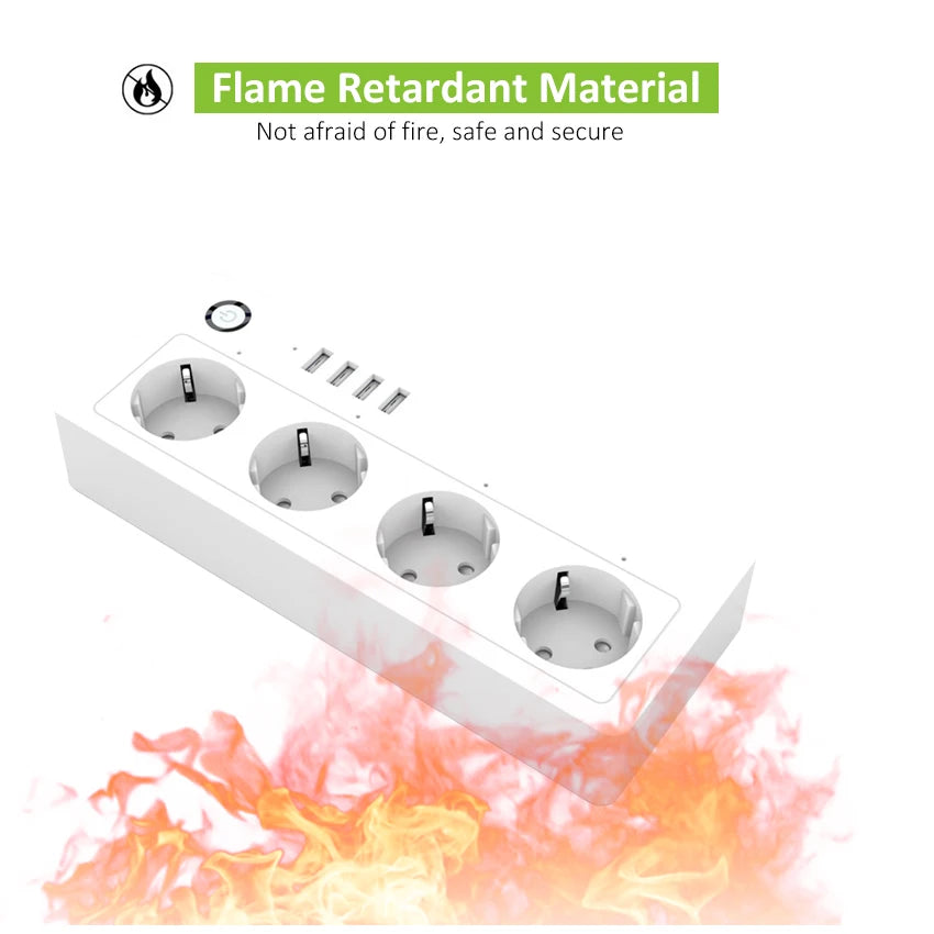 Custom Lonten Smart Plug Wifi Power Surge Protector Multiple Power Sockets 4 USB Port remote Control for Alexa Google Home wifi plug Manufacturer