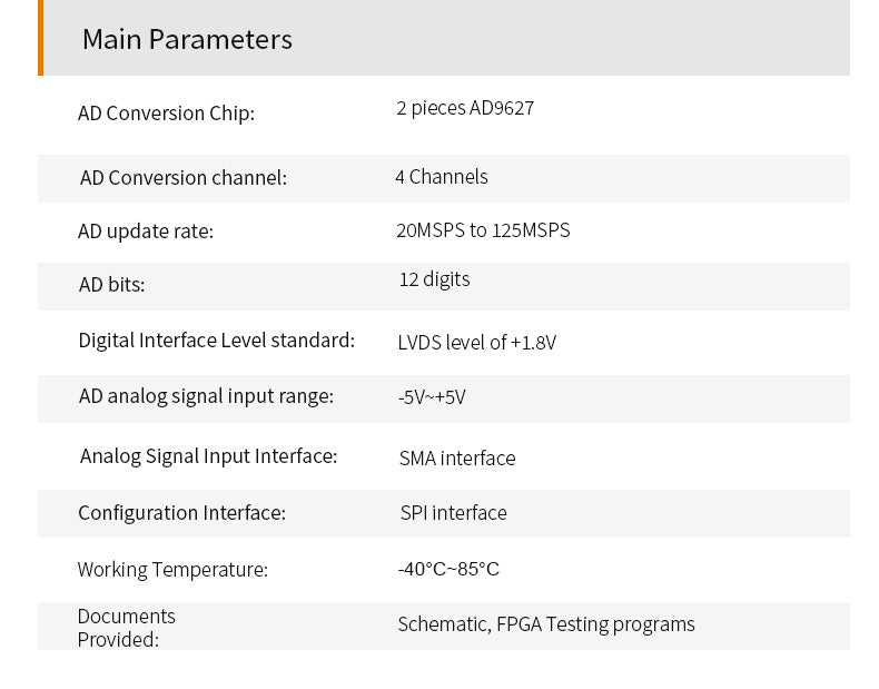 Custom FL9627:12bit 4-Channel  125M LVDS AD FMC Daughter Card for FPGA Board Custom PCB pcba testing equipment machine