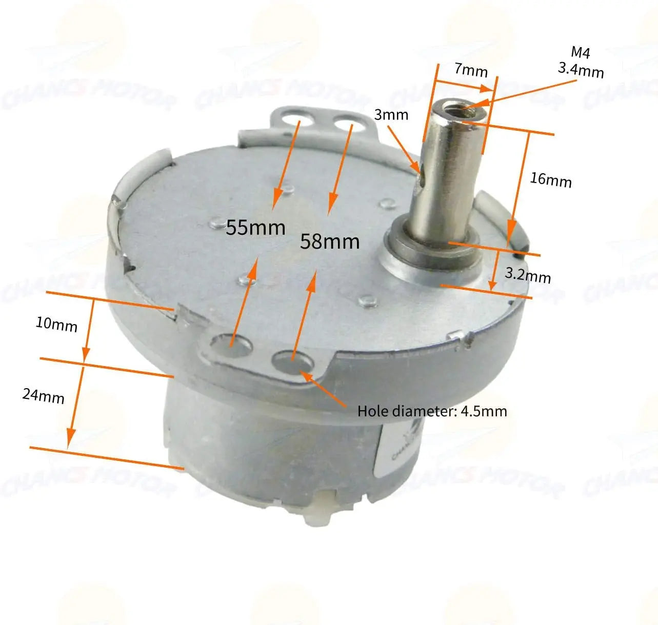Custom  DC Gear Motor Electric Motor JS-50 12V DC 8RPM CW/CCW Horizontal Hole Shaft for Fan Motor Manufacturer