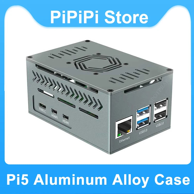 New Raspberry Pi 5 Aluminum Alloy Case Cooler PWM Fan Pure Copper Heatsink USB Large-capacity Space Compatible PCIE Board